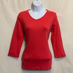 G-129 Kim Rogers Pink 1/2 Sleeve 100% Cotton‎ Pullover Blouse Size S